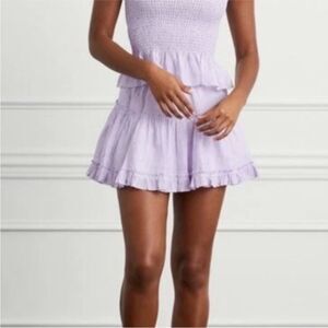 NWT Hill House The Paz Skirt lilac purple stripe linen mini ruffle small s